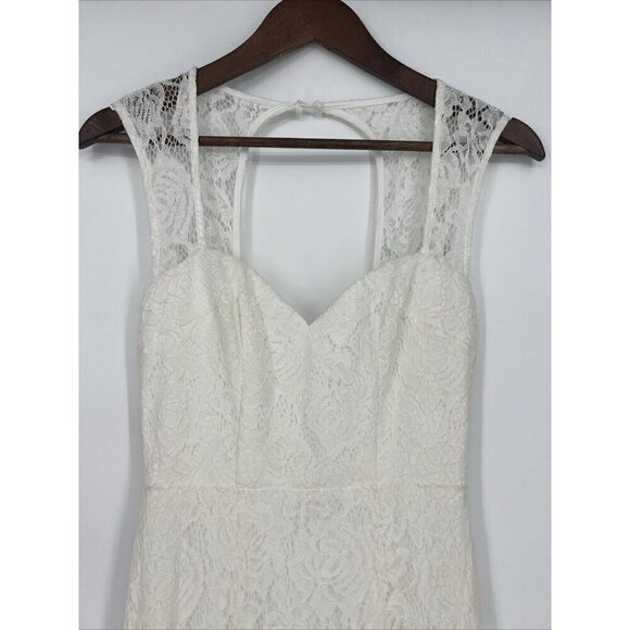 Lulus Womens Size XS Say Yes White Lace Off-the-Shoulder Mermaid Long Gown New - Picture 5 of 11